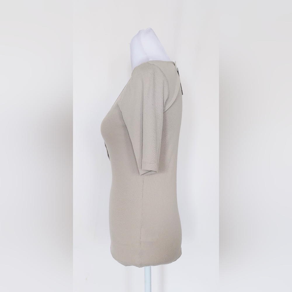 H&M Short Sleeve Scoop Neck Top Taupe Size Small NWT - Picture 4 of 10